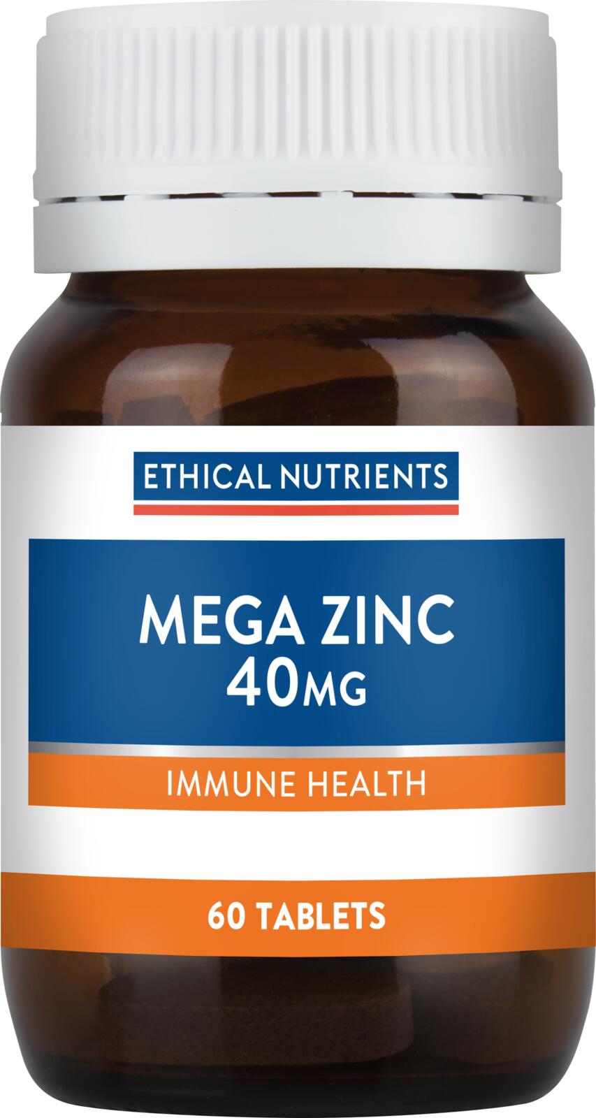Buy Ethical Nutrients Mega Zinc 40mg Tablets 60 Wizard Pharmacy