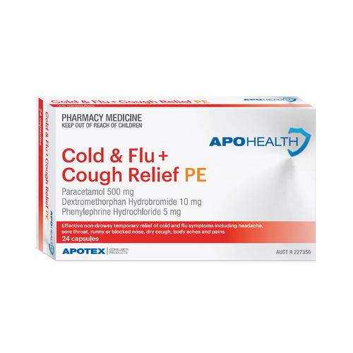Buy APOHEALTH Cold & Flu + Cough Relief PE Capsules 24 Wizard Pharmacy